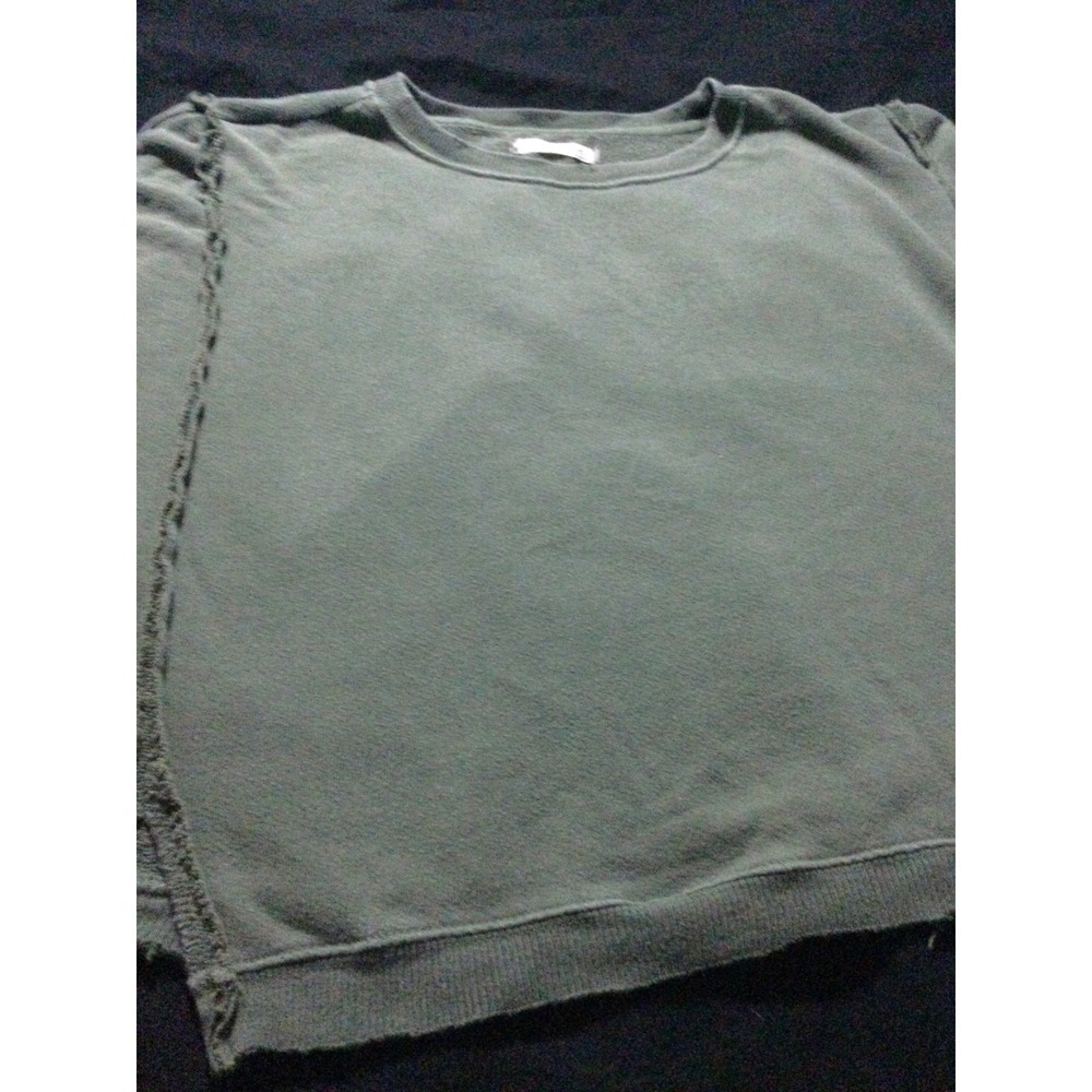 We The Free Distressed Sweatshirt Green Raw Hem Long Sleeve Casual Women Sz M - Picture 5 of 14